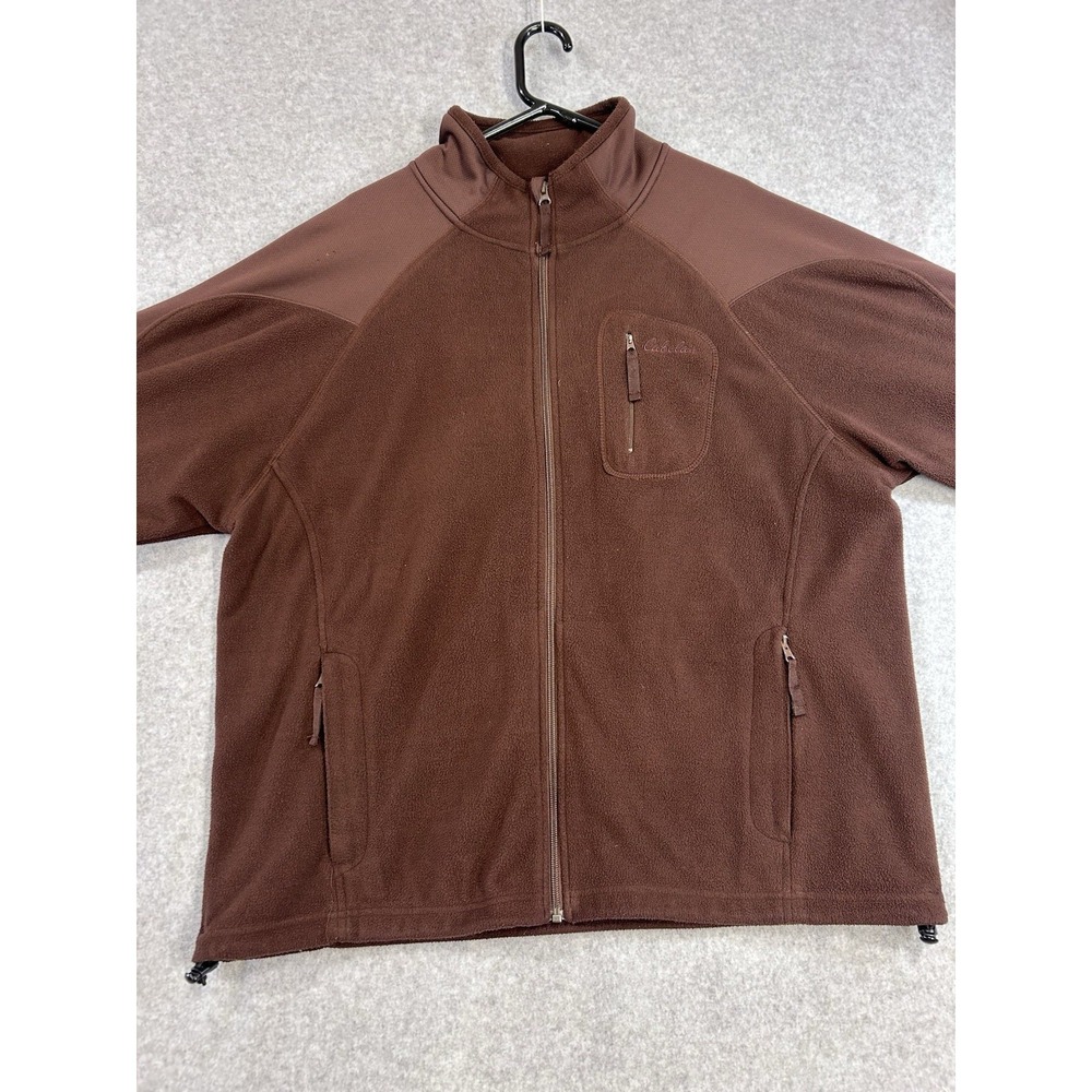 Cabelas Mens Brown Cabelas Fleece Jacket Full Zip Outdoor Hiking Large
